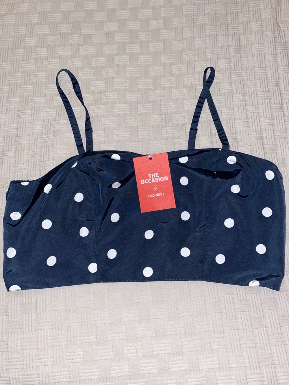 Old Navy size xl Navy and White Polka Dot Spaghetti Strap Crop Top